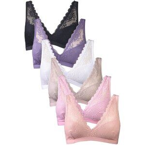 PACK OF 6 Women's Sofra Full Coverage Allover Lace Bras (BR8085BL)